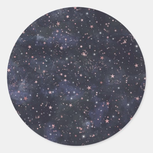 青とピンクの星空　天体ベビーシャワー ラウンドシール (正面)