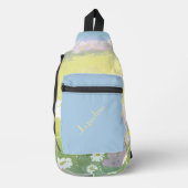 青とピンクの春メドウズバックグラウンド スリングバッグ (正面)