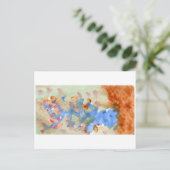 青とピンクの木はがき ポストカード (スタンド正面)