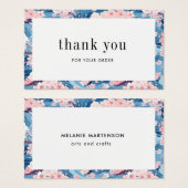 青とピンクの桜フローラ注文サンキューカード (正面&裏面)