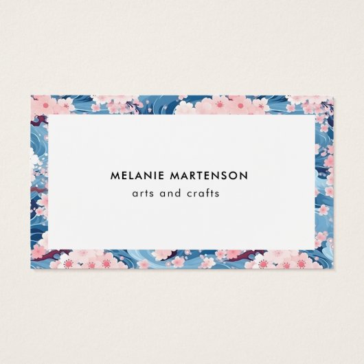 青とピンクの桜フローラ注文サンキューカード (裏面)