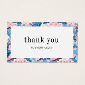 青とピンクの桜フローラ注文サンキューカード (正面)