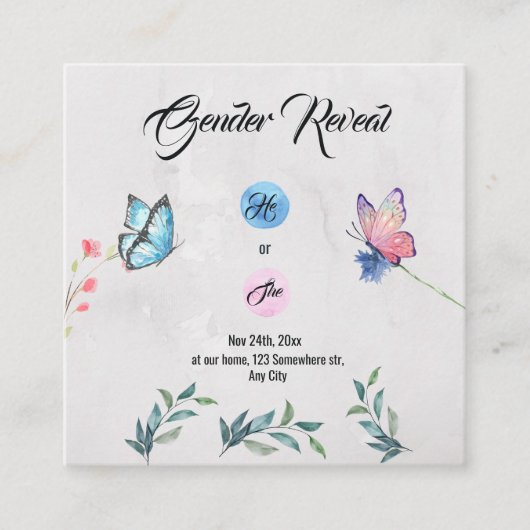 青とピンクの水の色のエンクロージャカード エンクロージャーカード (正面)