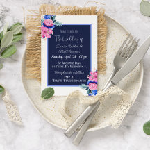 青とピンクの水の色のフローラかわいらし結婚の