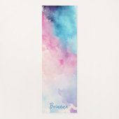 青とピンクの水の色パーソナライズされた ヨガマット (正面)