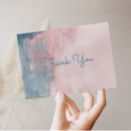 青とピンクの水の色感謝していは葉書 インビテーションポストカード