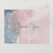 青とピンクの水の色感謝していは葉書 インビテーションポストカード (正面)
