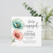 青とピンクの水彩画エンゲージメントパーティー招待状 セーブザデート (スタンド正面)