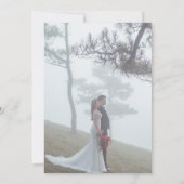 青とピンクの水彩花の写真付き Save the Date セーブザデート (裏面)