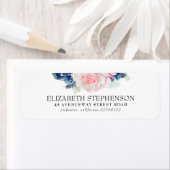 青とピンクの水色の花エレガント ラベル (インサイチュ)