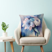 青とピンクの水色の花 クッション (椅子)