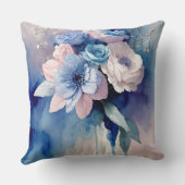 青とピンクの水色の花 クッション (裏面)