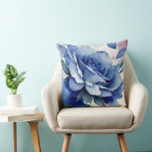 青とピンクの水色バラ クッション (椅子)