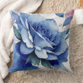 青とピンクの水色バラ クッション (ブランケット)