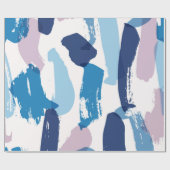 青とピンクの汚れたブラシストロークのパターン ラッピングペーパー (フラット)