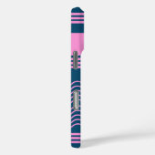 青とピンクの波のパターンストライプモノグラム Case-Mate iPhoneケース (裏面 / 右)