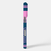 青とピンクの波のパターンストライプモノグラム Case-Mate iPhoneケース (裏面 / 右)