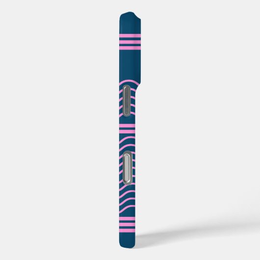 青とピンクの波のパターンストライプモノグラム Case-Mate iPhoneケース (裏面 / 右)