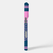 青とピンクの波ストライプ状のパタパーソナライズされたーン Case-Mate iPhoneケース (裏面 / 右)