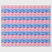 青とピンクの波線 ラッピングペーパー (フラット)