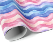 青とピンクの波線 ラッピングペーパー (ロールコーナー)
