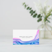 青とピンクの流れるヘードインクデザイン 名刺 (スタンド正面)