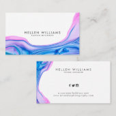 青とピンクの流れるヘードインクデザイン 名刺 (正面/裏面)