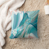 青とピンクの淡い色合いの皺になったカーブ クッション (ブランケット)