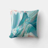 青とピンクの淡い色合いの皺になったカーブ クッション (正面)