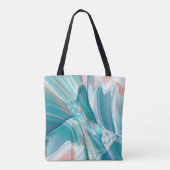 青とピンクの淡い色合いの皺になったカーブ トートバッグ (裏面)