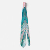 青とピンクの淡い色合いの皺になったカーブ ネクタイ (正面)