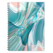 青とピンクの淡い色合いの皺になったカーブ ノートブック (正面)