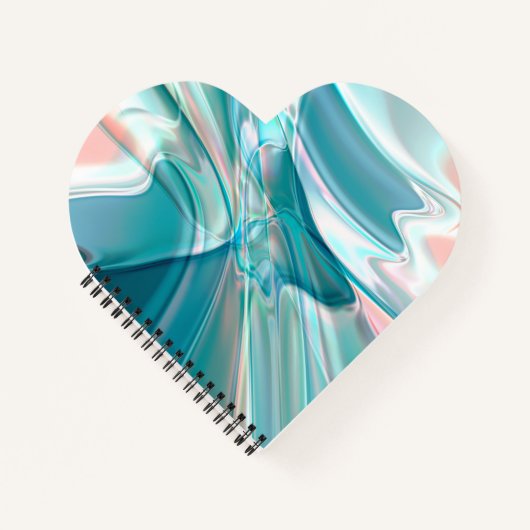 青とピンクの淡い色合いの皺になったカーブ ノートブック (正面)