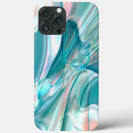 青とピンクの淡い色合いの皺になったカーブ iPhone 13 PRO MAXケース