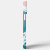 青とピンクの淡い色合いの皺になったカーブ Case-Mate iPhoneケース (裏面 / 右)