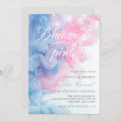 青とピンクの煙のジェンダーの表示 招待状 (正面/裏面)