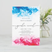 青とピンクの煙のテーマジェンダーリビール招待状 招待状 (スタンド正面)