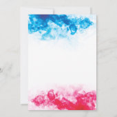 青とピンクの煙のテーマジェンダーリビール招待状 招待状 (裏面)