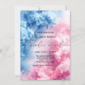 青とピンクの煙のベビージェンダーリビール招待状 招待状 (正面)