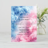 青とピンクの煙のベビージェンダーリビール招待状 招待状 (スタンド正面)