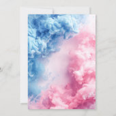 青とピンクの煙のベビージェンダーリビール招待状 招待状 (裏面)