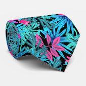 青とピンクの熱帯葉イラストレーション ネクタイ (ロール)