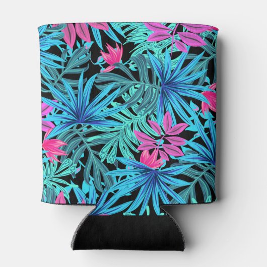 青とピンクの熱帯葉産 缶クーラー (裏面)