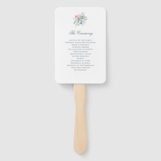 青とピンクの牡丹の水の色結婚の ハンドファン (裏面)