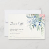 青とピンクの牡丹|ベビーシャワーおむつラッフル 招待状 (正面)