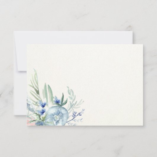 青とピンクの牡丹|ベビーシャワーおむつラッフル 招待状 (裏面)