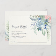 青とピンクの牡丹|ベビーシャワーおむつラッフル