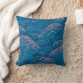 青とピンクの珊瑚礁パターン クッション (ブランケット)