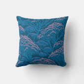 青とピンクの珊瑚礁パターン クッション (裏面)