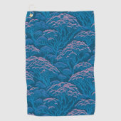 青とピンクの珊瑚礁パターン ゴルフタオル (正面)